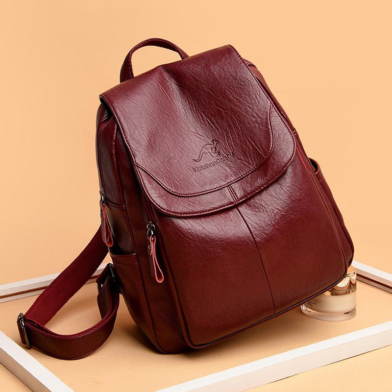 Leatherwork Letters - Mochilas de cuero suave para mujer
