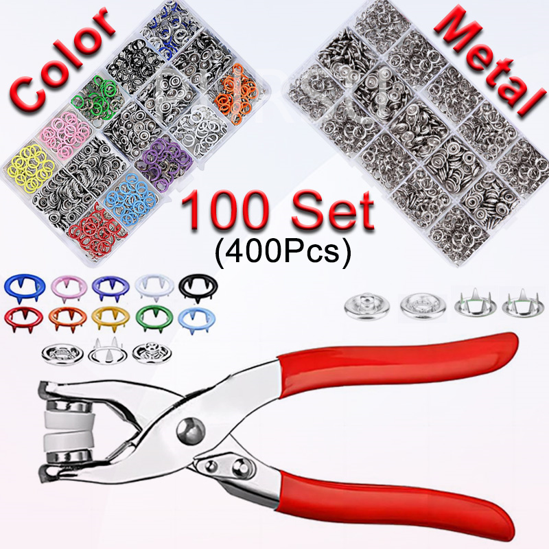 Snap Fastener Setter - 100 juegos de alicates a presión,