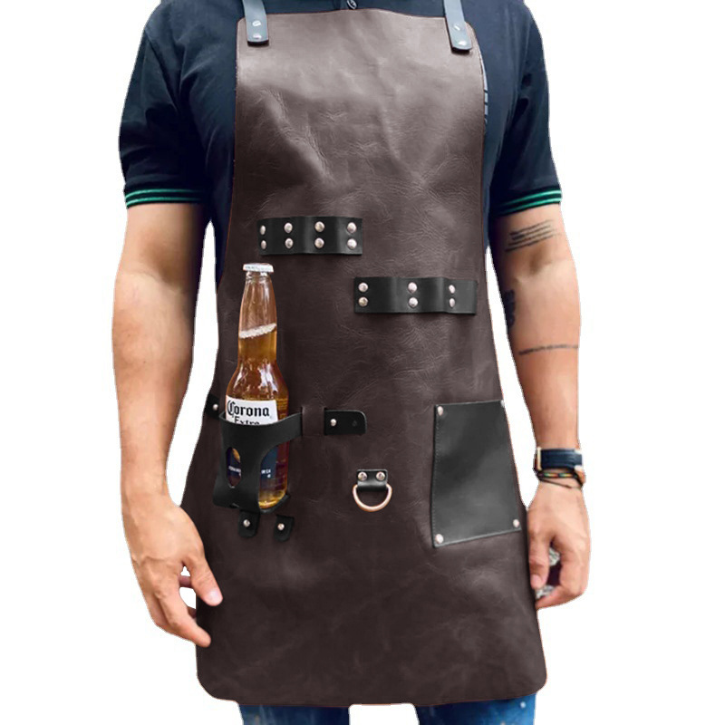 Leatherwork Apron - Delantal de cuero PU para exteriores,