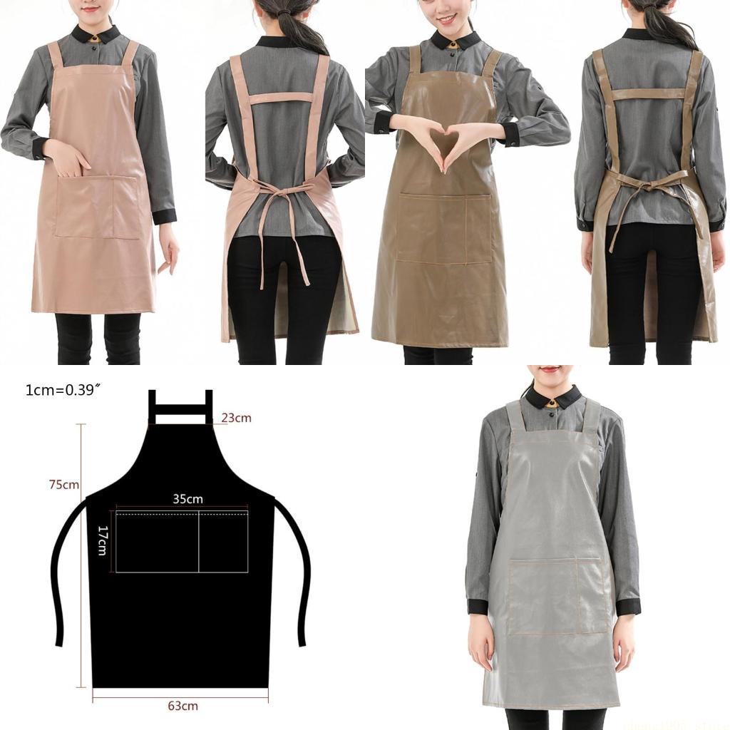 Leatherwork Apron - QX2E Delantal trabajo impermeable cuero Artificial