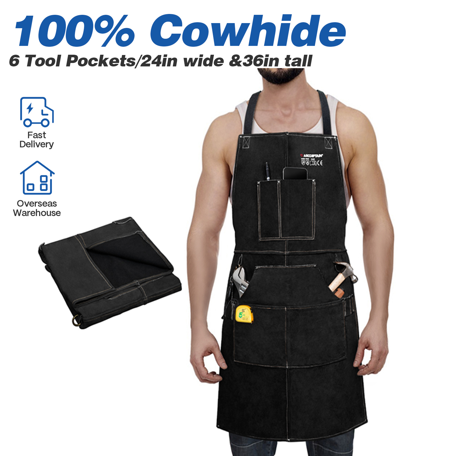 Leatherwork Apron - ARCCAPTAIN Delantal de trabajo de soldadura