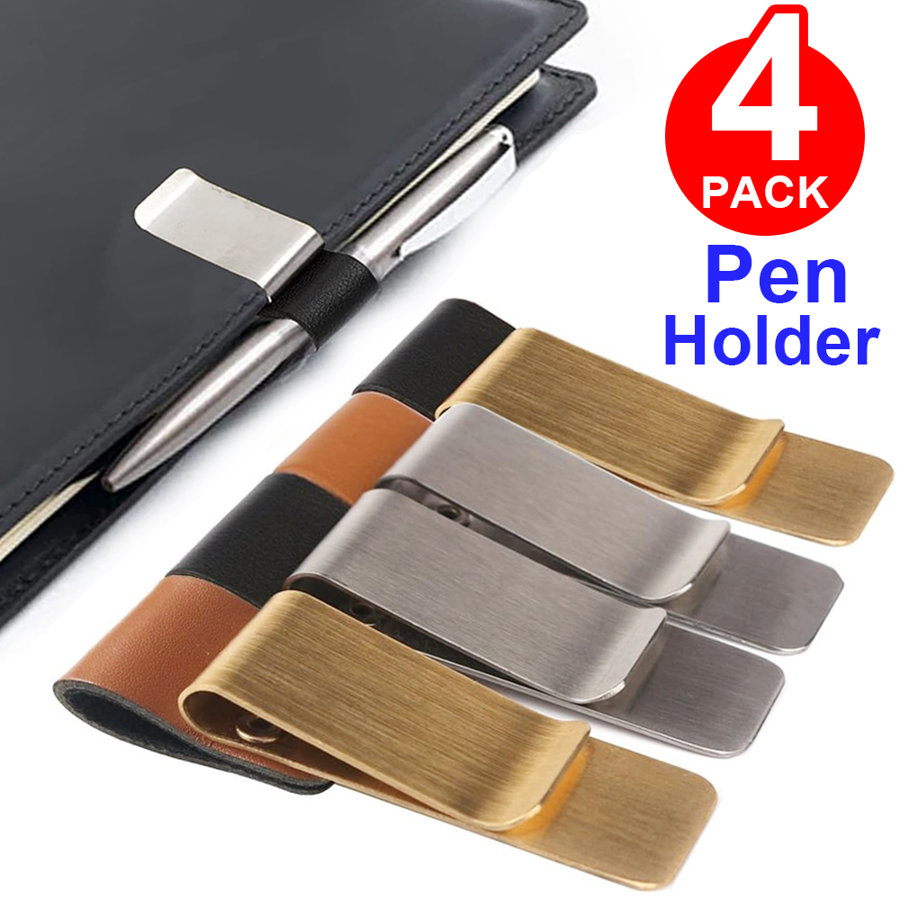 Leather Work Folder - Portalápices de acero inoxidable y latón