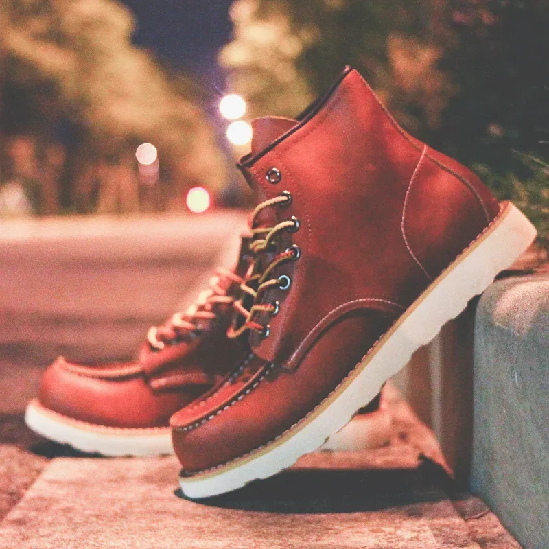 Leather Work Organiser - Botas de cuero genuino para hombre,