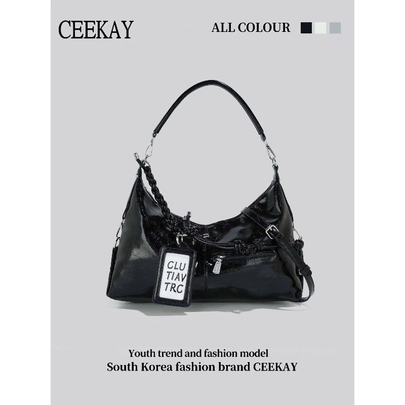 Leatherwork Letters - Bolso Hobo de Cuero Brillante CEEKAY