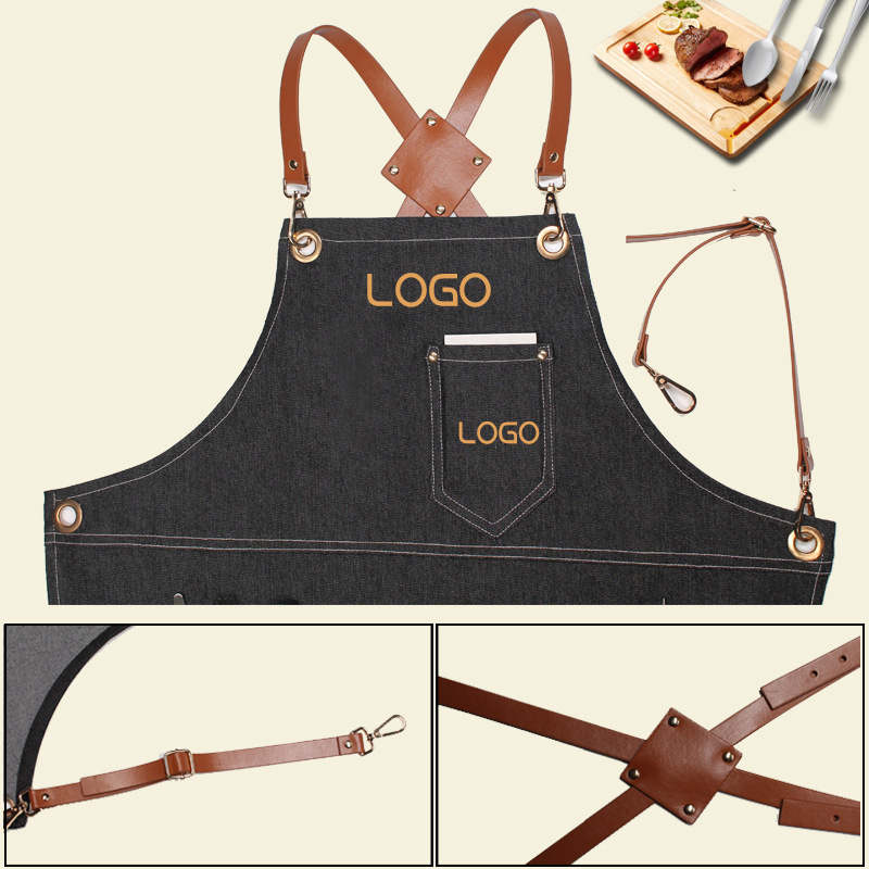 Leatherwork Apron - Delantal de trabajo vaquero con correas