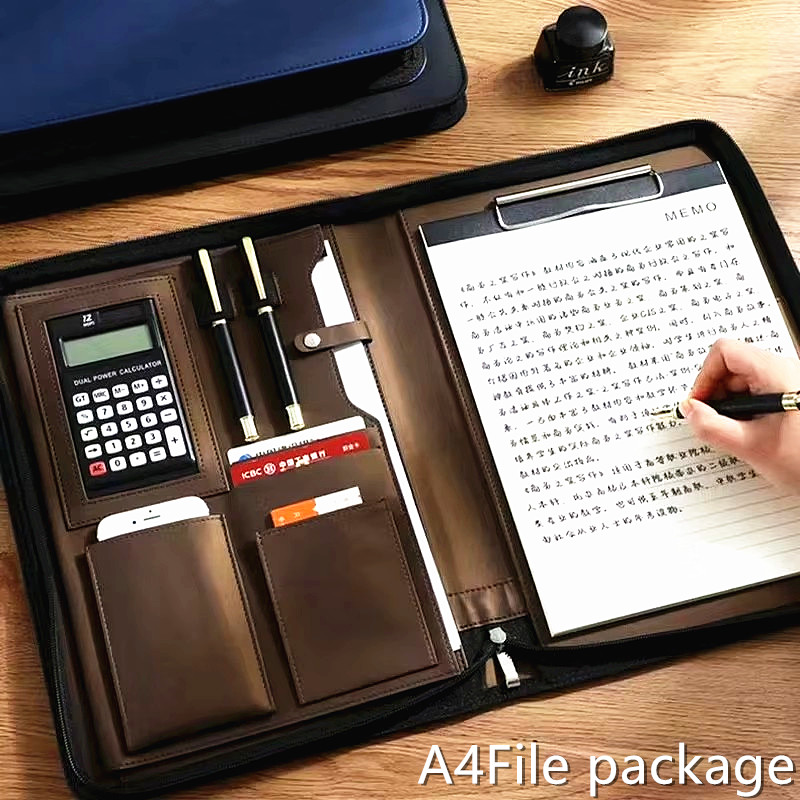Leather Work Folder - Portafolio de cuero PU, estuche para